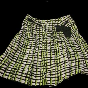 Carlisle Womens Silk Pleated Skirt Green & Black Size 10